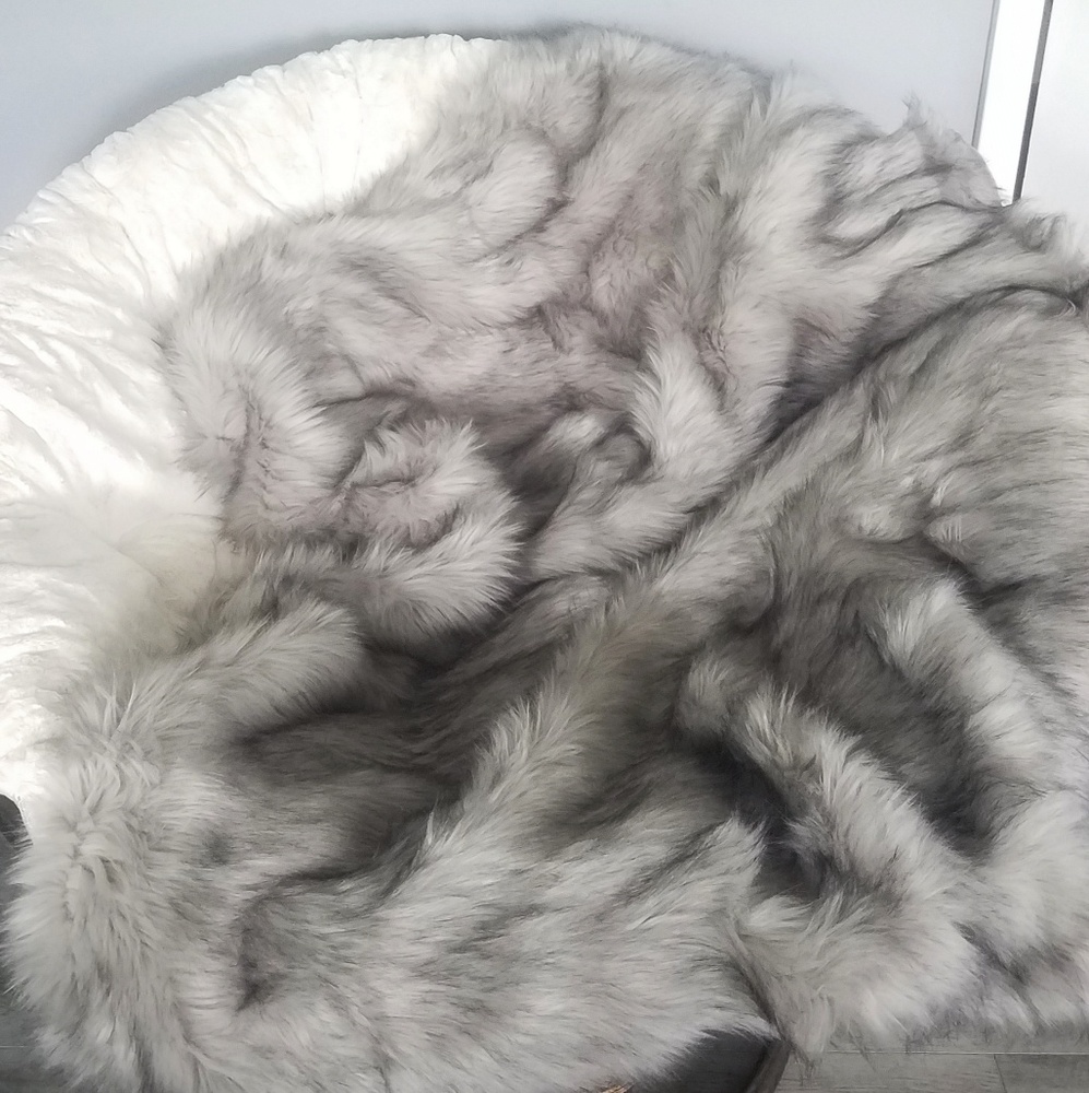 West Elm faux fur brushed tip throw
